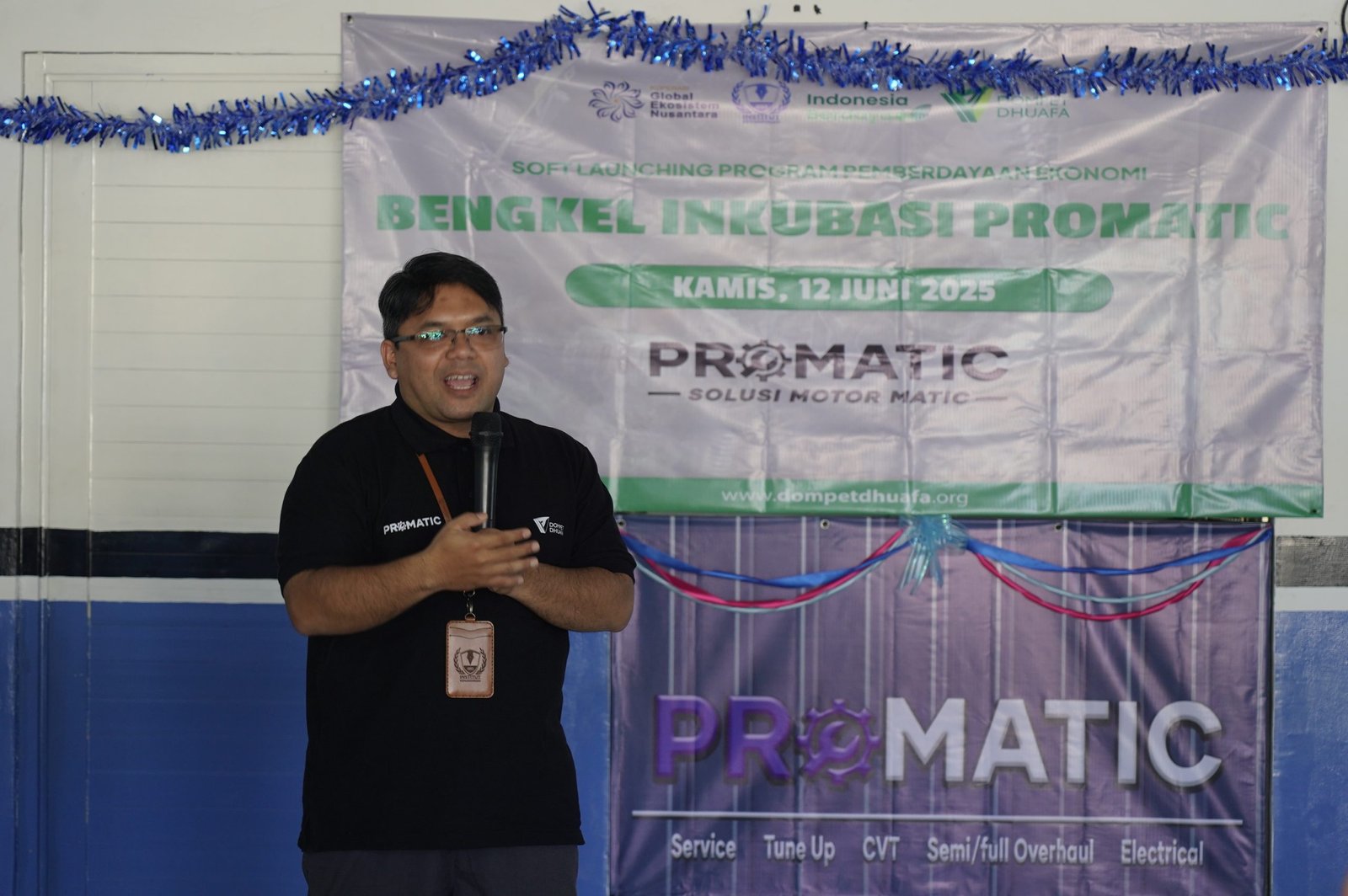 Sambutan Abdurrahman Usman, Direktur Institut Kemandirian dalam launching bengkel inkubasi promatic-program pemberdayaan ekonomi, Bekasi, 12 Juni 2025