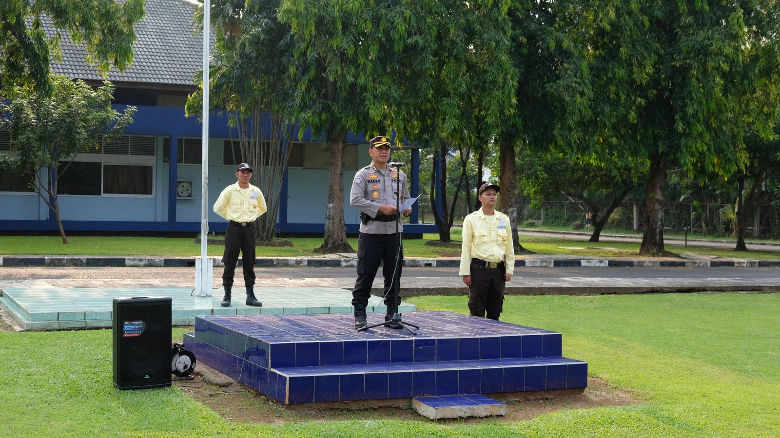 Kegiatan apel pagi yang sekaligus menjadi seremoni simbolis pelatihan security di Lakespra TNI AU, Jakarta, pada 15 September 2025.
